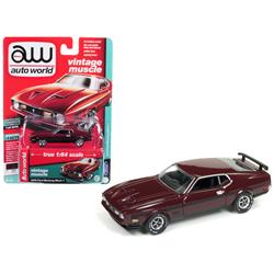 1 Isto 64 1972 Ford Mustang Mach 1 Diecast Model Car- Maroon With Black Stripes, 2016 Piece