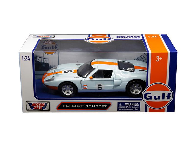 79641 1 Isto 24 Ford Gt Concept No. 6 With Gulf Livery Diecast Model Car - Light Blue With Orange Stripe