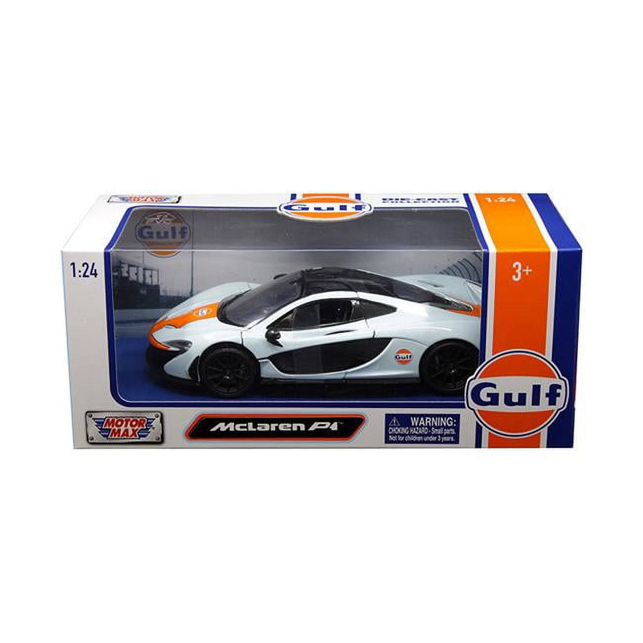 79642 1-24 Mclaren P1 With Gulf Livery Diecast Model Car - Light Blue With Orange Stripe