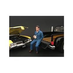 Mechanic Johnny Drinking Coffee Figurine & Figure For 1 Isto 24 Diecast Model Car
