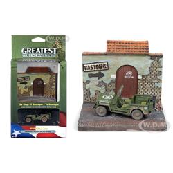 Jlds001-bastogne Military Wwii Willys Mb Jeep With To Bastogne Resin Display Diorama The Greatest Generation Series