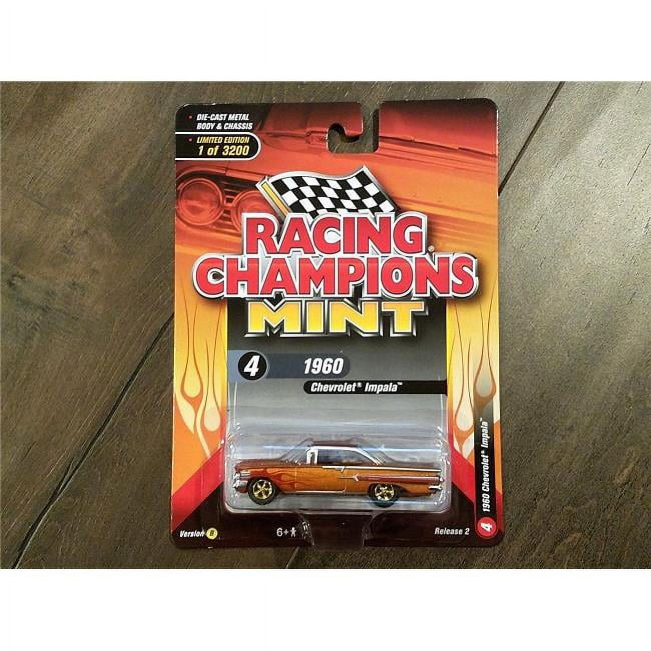 Rc008-rcsp007 1-64 Scale 1960 Chevrolet Impala Diecast Car - Orange With Red Flames - Limited Edition