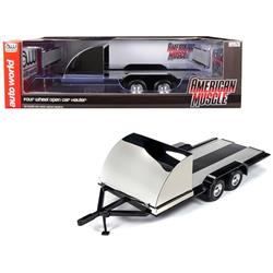 Autoworld AMM1166 Four Wheel Open Cars Hauler Black Trailer for 1 by 18 Scale Models Autoworld AMM1166 Four Wheel Open Cars Hauler Black Trailer for 1 by 18 Scale Models