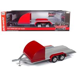 Autoworld AMM1167 Four Wheel Open Cars Hauler Red Trailer for 1 by 18 Scale Models Autoworld AMM1167 Four Wheel Open Cars Hauler Red Trailer for 1 by 18 Scale Models
