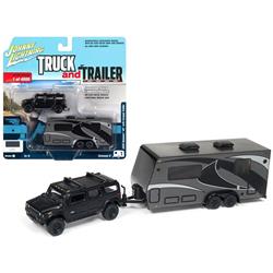 Jlbt008-jlsp037a 2004 Hummer H2 Black With Gunmetal Camper Trailer To Worldwide Truck & Trailer Series 3 1 By 64 Die-cast Model Cars - 4000 Piece