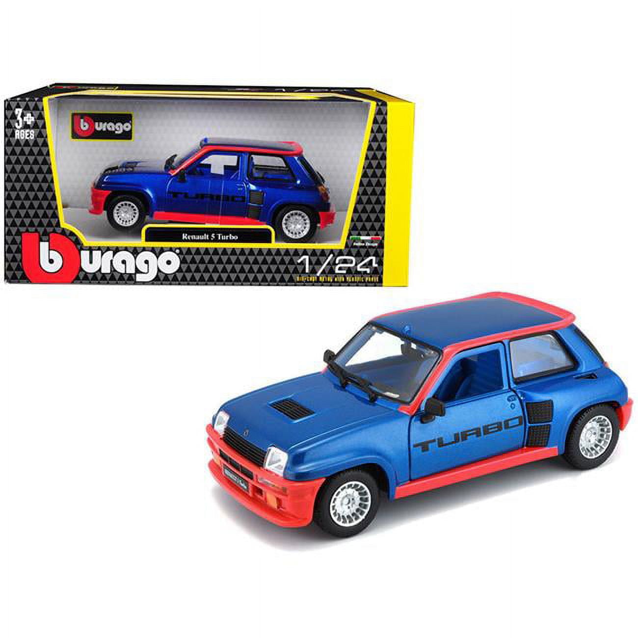 B 21088bl Renault 5 Turbo Metallic Blue With Red Accents 1-24 Diecast Model Car
