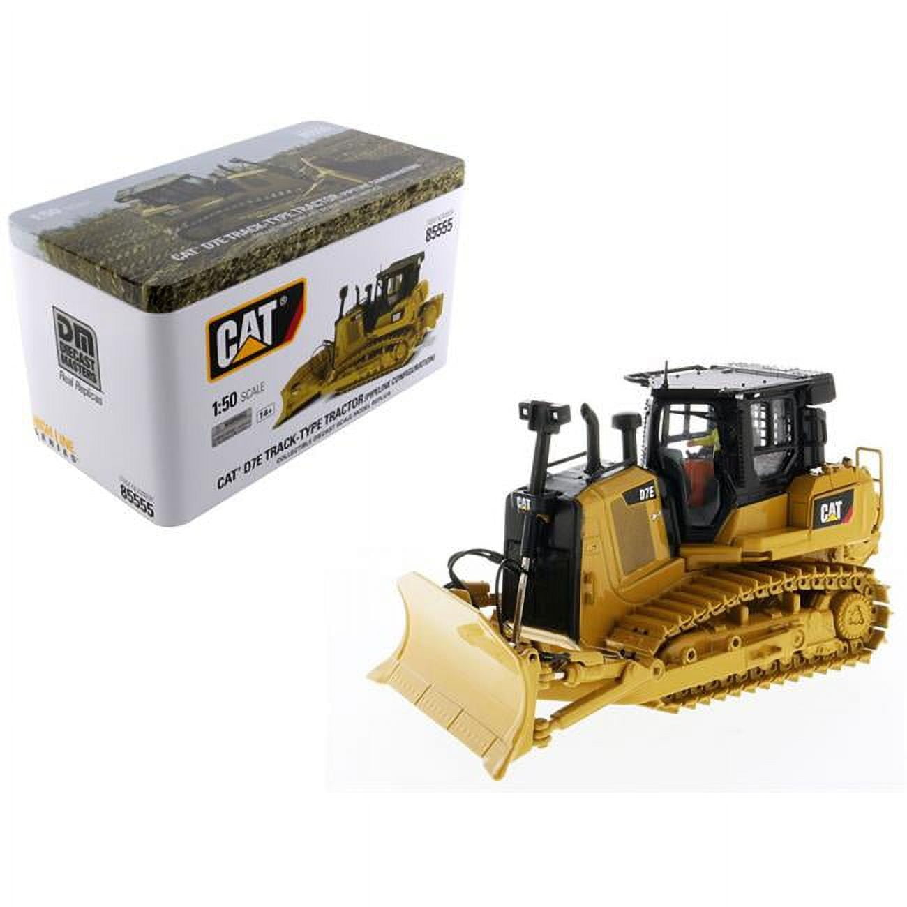 85555 Cat Caterpillar D7e Track Type Tractor Dozer In Pipeline Configuration With Operator High Line Series 1-50 Diecast Model