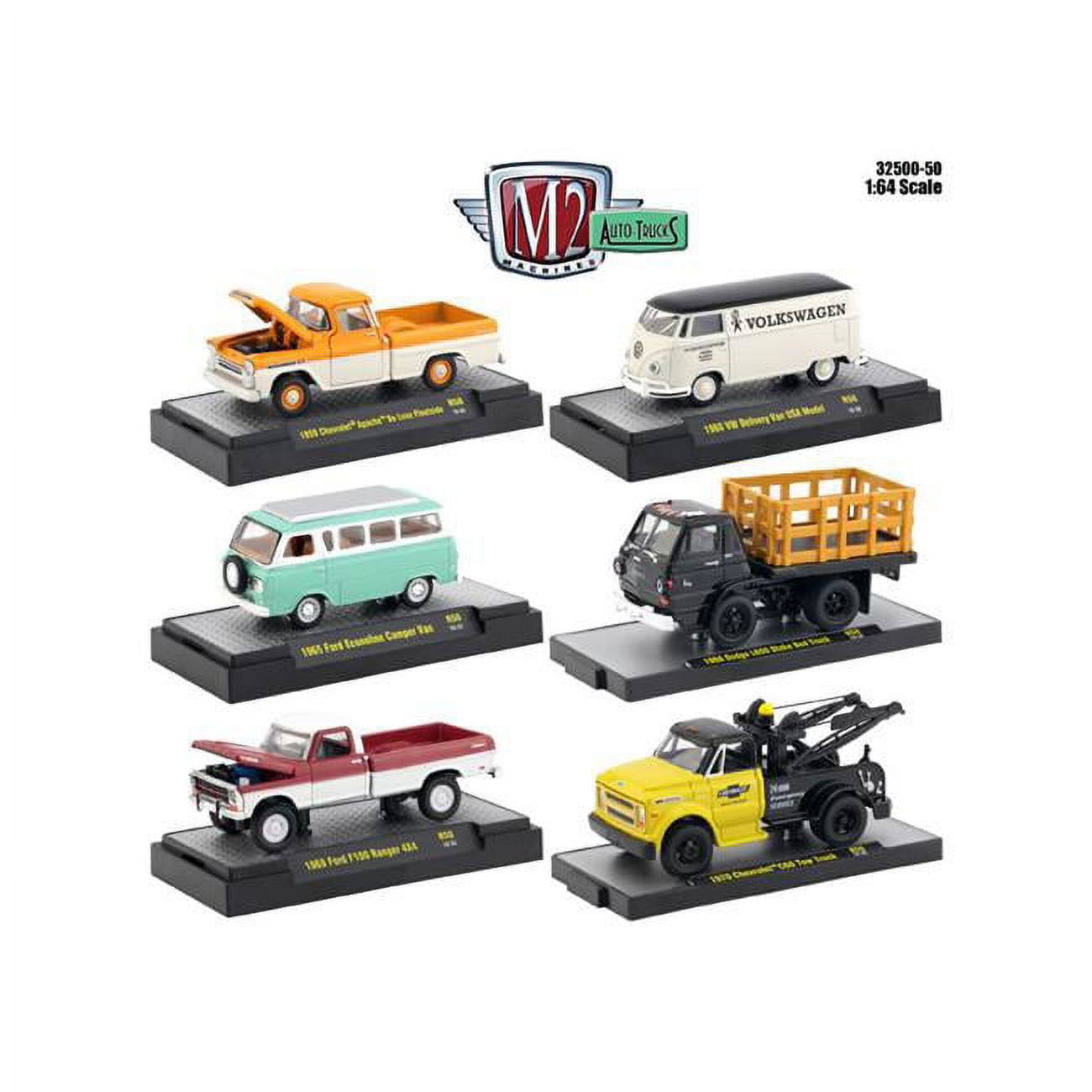 32500-50 Auto Thentics 6 Piece Set Release 50 In Dislay Cases 1-64 Diecast Model Car