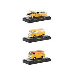 52500-yr01 Coca-cola Yellow Set Of 3 Cars Limited Edition To 4800 Pieces Worldwide Hobby Exclusive 1-64 Diecast Model