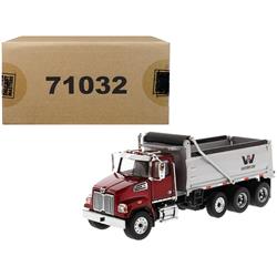 71032 1 By 50 Diecast Scale Dump Truck For Western Star For 4700 Sf Model, Metallic Red & Silver