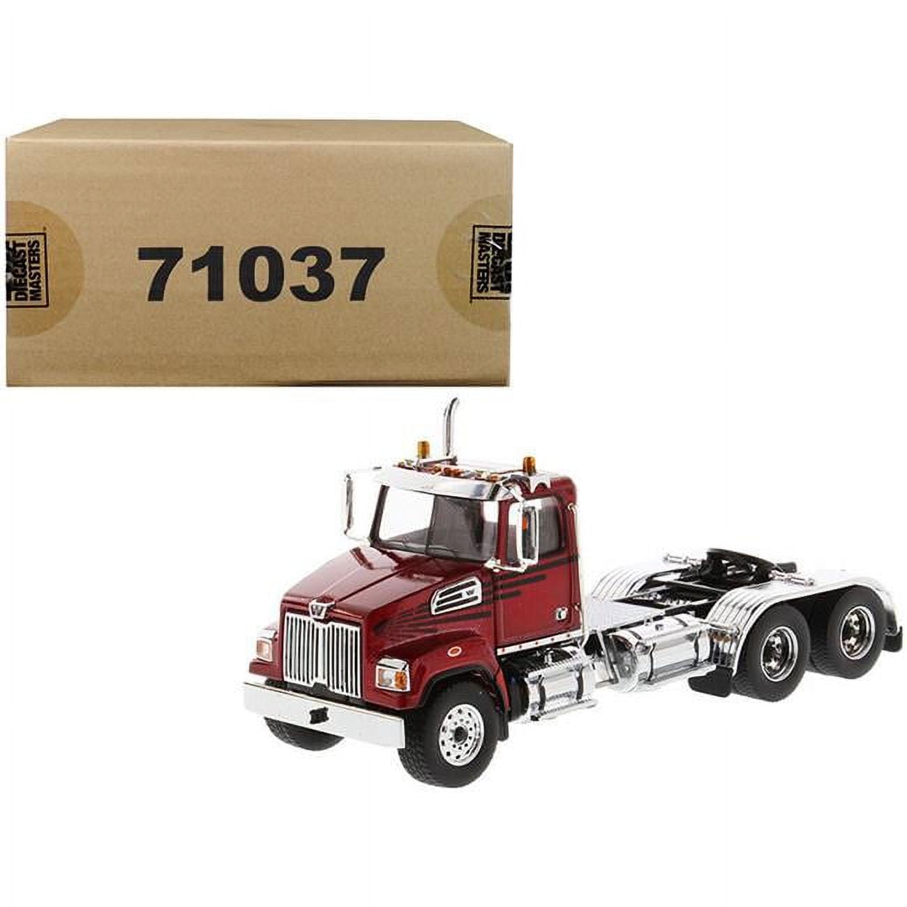 71037 1 By 50 Diecast Scale Day Cab Tractor For Western Star 4700 Sf Tandem Model, Metallic Red & Silver