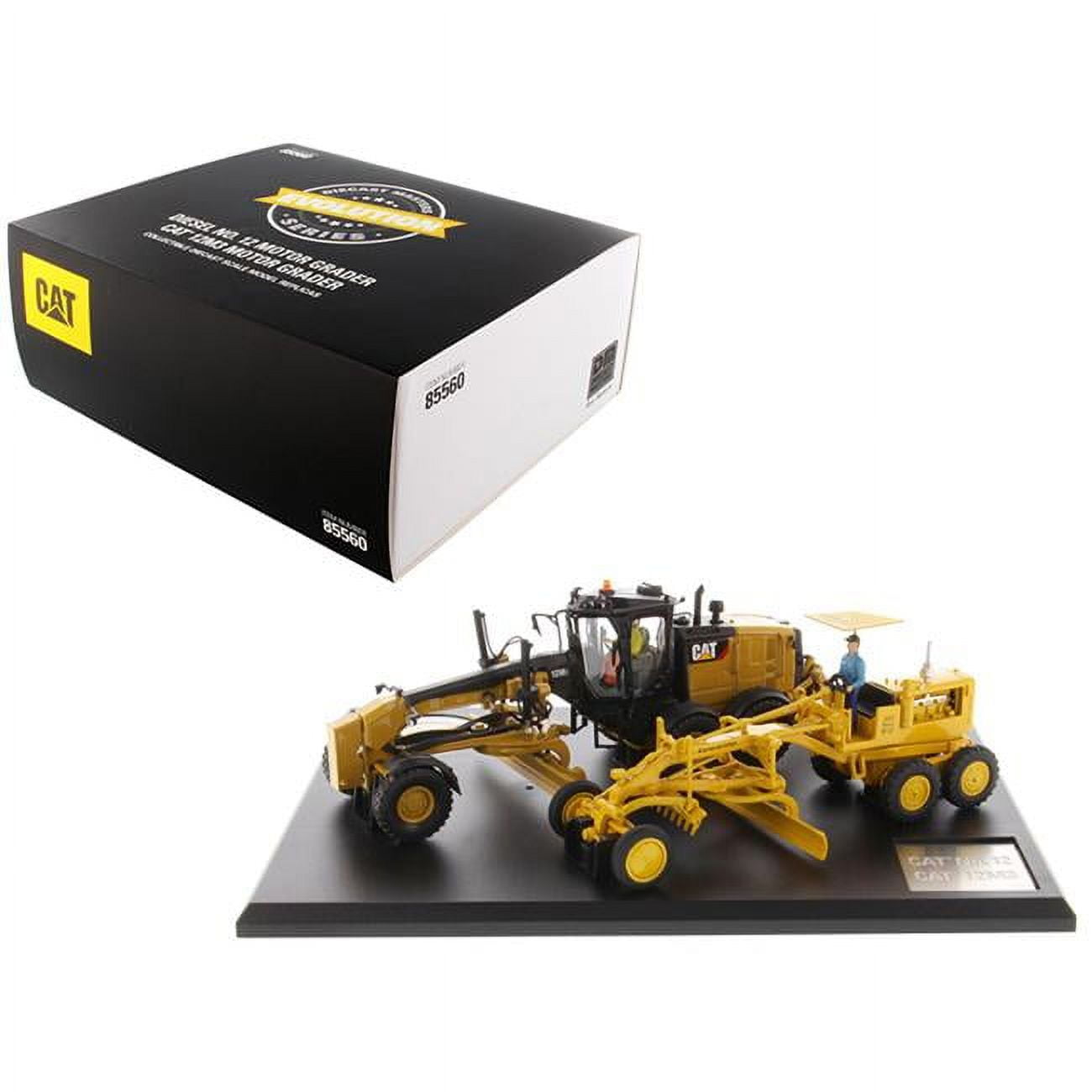 85560 1 By 50 Scale Diecast Motor Grader Circa & Current Operators Evolution Series For 1939-1959 Cat Caterpillar No 12 & 12m3 Model - 2 Piece