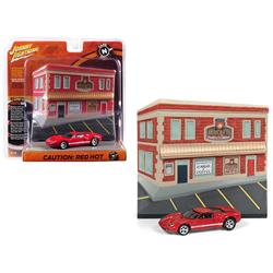 Jldr004-cafe 1 By 64 Scale Diecast With Resin Cafe Front Facade Cars & Coffee Diorama Model Car For 2005 Ford Gt, Red