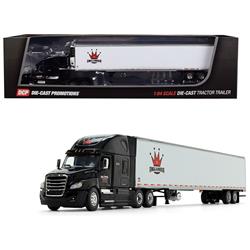 34235 1 By 64 Scale Diecast High Roof Sleeper Cab With 53 Ft. Utility Refrigerated For Freightliner Cascadia Model, Black & White