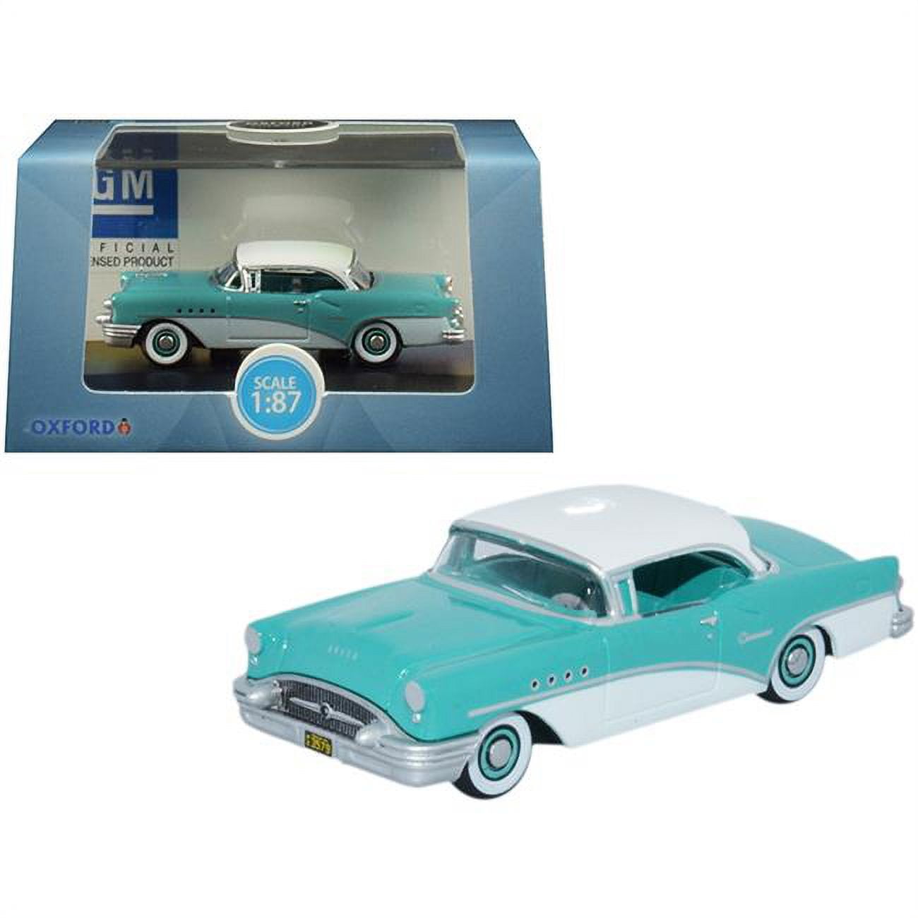 87bc55001 1955 Buick Century Turquoise & Polo White 1-87 Ho Scale Diecast Model Car