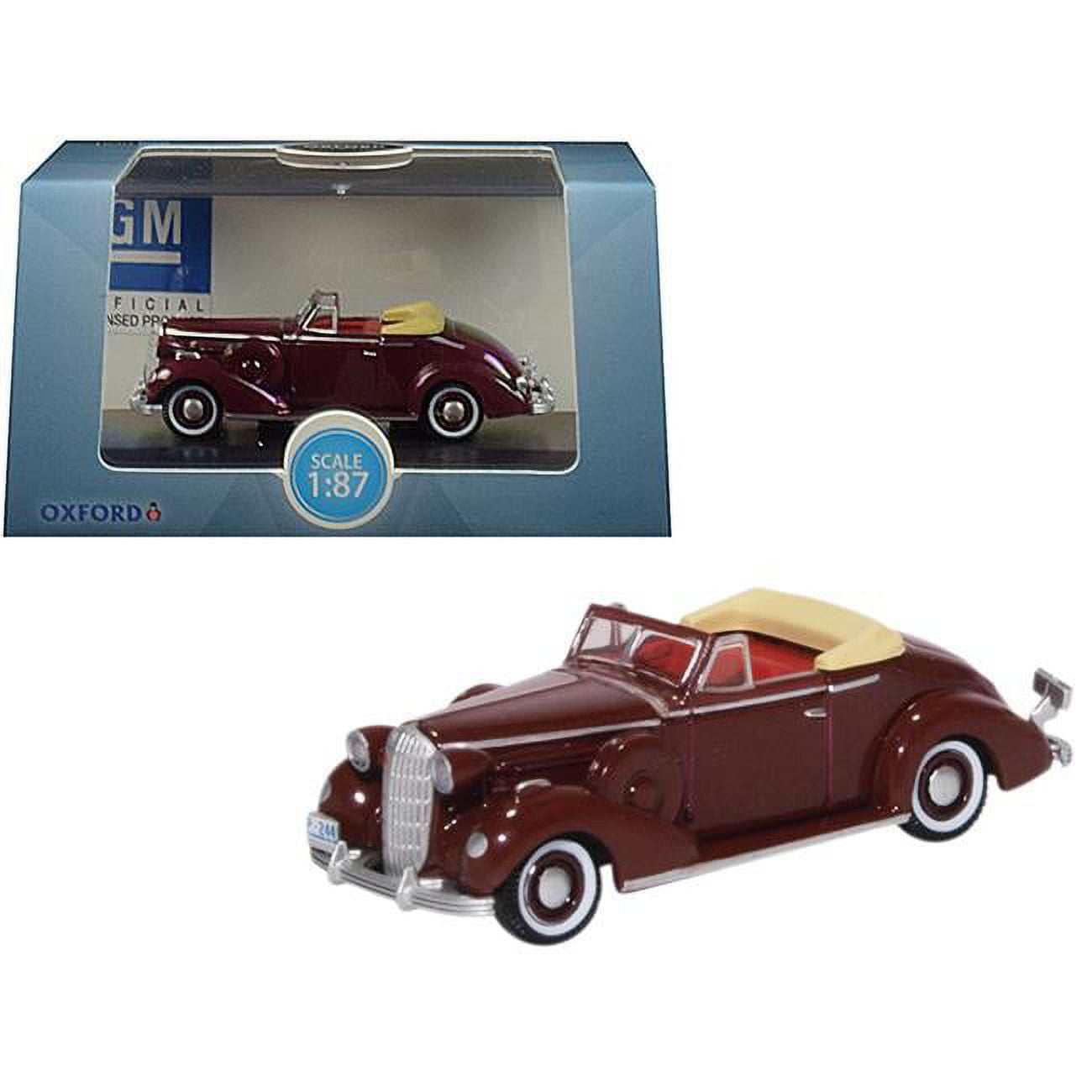87bs36003 1936 Buick Special Convertible Coupe Cardinal Maroon 1-87 Ho Scale Diecast Model Car