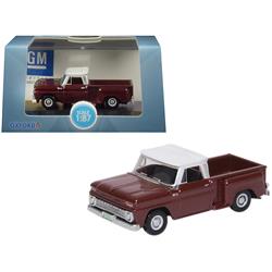 87cp65003 1965 Chevrolet C10 Stepside Pickup Truck Metallic Maroon With White Top 1-87 Ho Scale Diecast Model Car