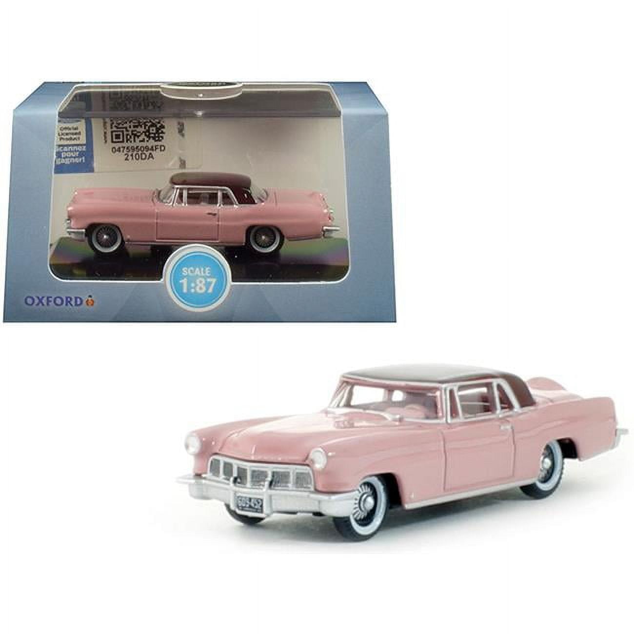 87lc56002 1956 Lincoln Continental Mark Ii Pink With Dubonnet Red Top 1-87 Ho Scale Diecast Model Car