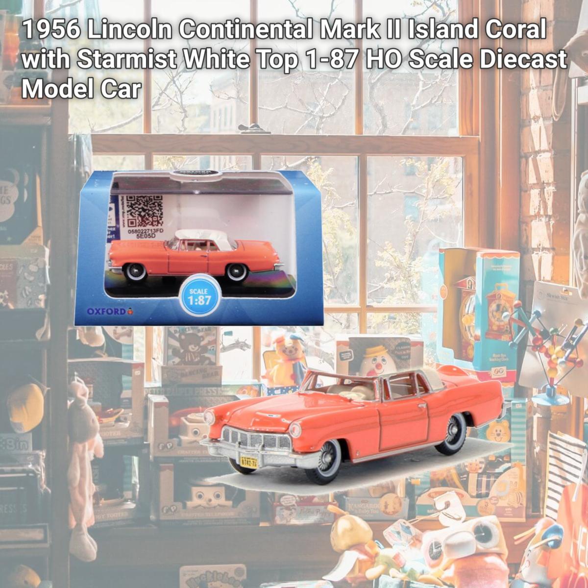 Picture of Oxford Diecast 87LC56004 1956 Lincoln Continental Mark II Island Coral with Starmist White Top 1-87 HO Scale Diecast Model Car