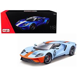 Maisto 38134bl-or 2017 Ford Gt No.9 Light Blue With Orange Stripe Exclusive Edition 1-18 Diecast Model Car