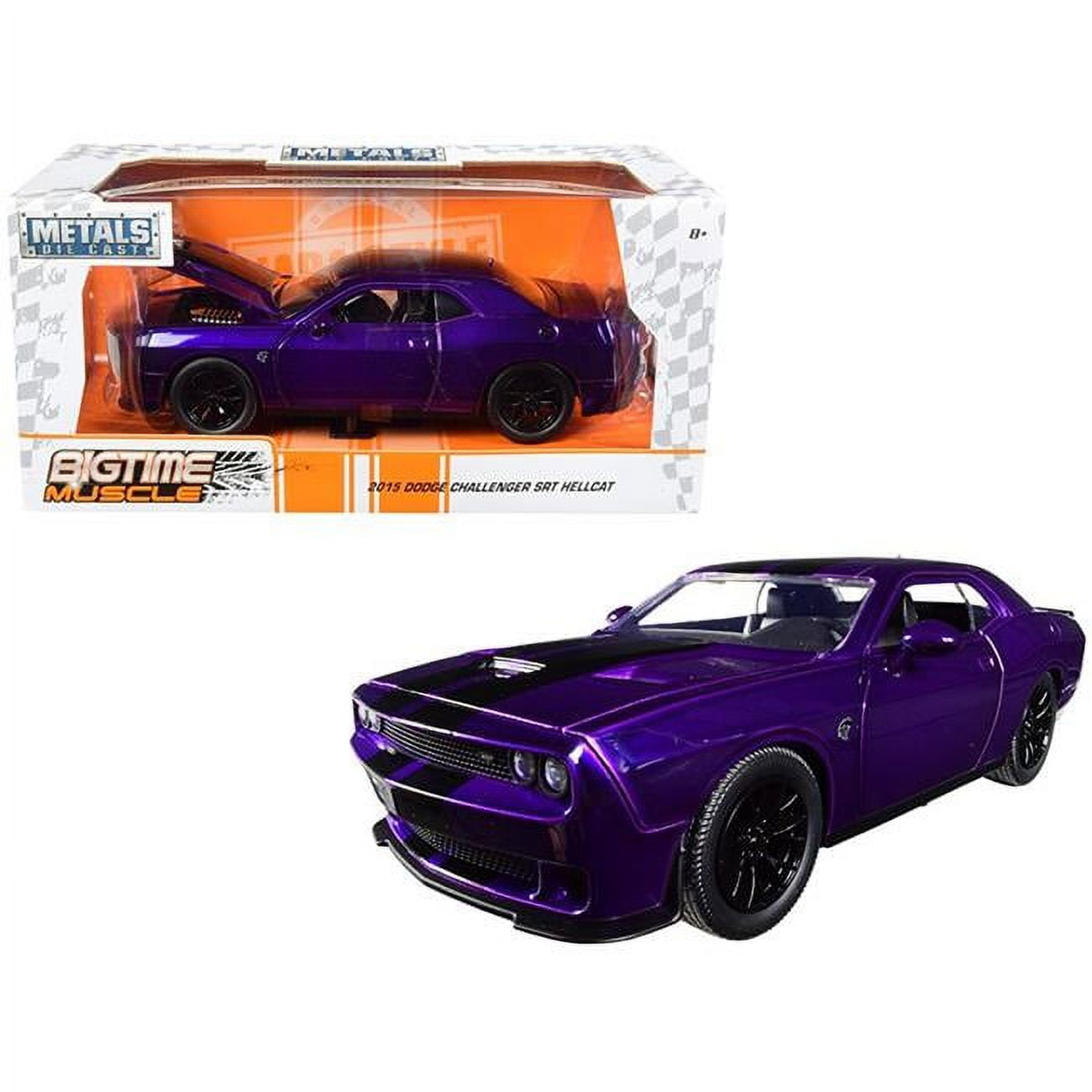 Jada 31063 2015 Dodge Challenger Srt Hellcat Purple With Black Stripes Big Time Muscle 1-24 Diecast Model Car