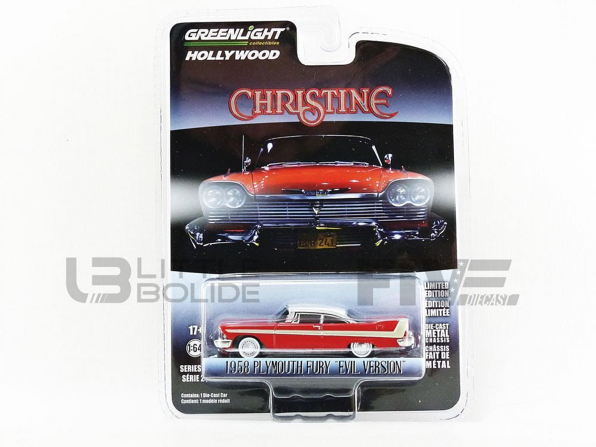 1958 Plymouth Fury Red With White Top Evil Version Blacked Out Windows Christine 1983 Movie Hollywood Series Release 24, 1-64 Diecast Model Car