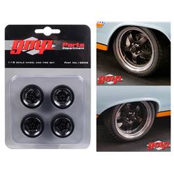 18898 5-spoke Wheel & Tire From 1966 Ford Fairlane Street Fighter Gulf Oil 1 By 18 Model - Pack Of 4