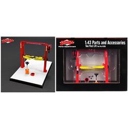 14306 Two Post Lift For 1 By 43 Scale Diecast Model Cars, Red & Yellow