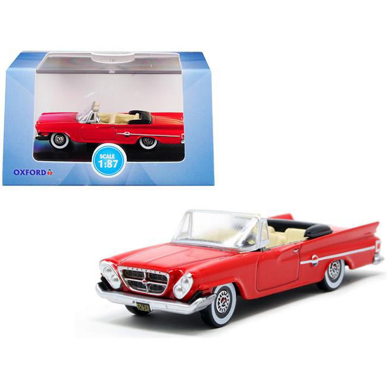 87cc61001 1961 Chrysler 300 Convertible Mardi Gras 1 By 87 Ho Scale Diecast Model Car, Red