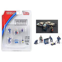 38400 Mechanics 4 Figurines & 2 Accessories Diecast Set For 1 By 16 4 Scale Models - 6 Piece