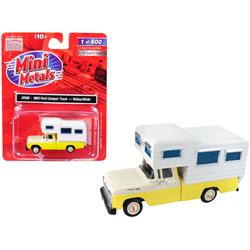 30566 1960 Ford Camper Truck With 1 By 87 Ho Scale Model Car, Yellow & White