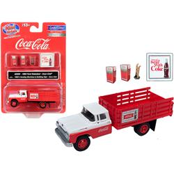 40006 1960 Ford Stake Bed Truck Coca-cola With Two 1960s Vending Machines, Red & White