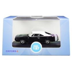 87dc68003 1968 Dodge Charger Top & Stripes 1 By 87 Ho Scale Diecast Model Car, Black & White