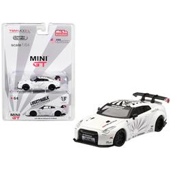Mgt00064 Nissan Gt-r Type 1 Lb Works Libertywalk With Rear Wing Limited Edition Car, White - 4800 Piece