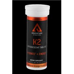 K206 K2 Hydrate Plus Energy Effervescent Tablets, 10 Tabs Tube - Orange - Pack Of 2