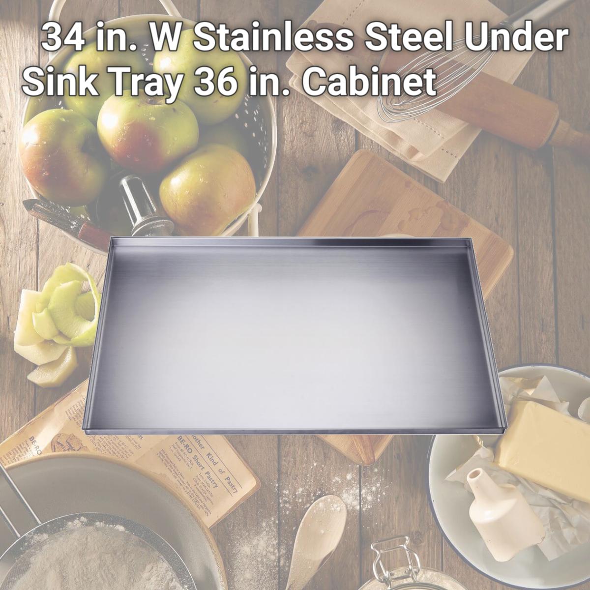 Picture of Dawn Kitchen & Bath BT0342201 34 in. W Stainless Steel Under Sink Tray 36 in. Cabinet