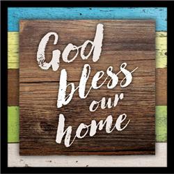 8676 7.5 X 7.5 In. God Bless Our Home Wood Plaque With Easel