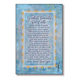 5882 6 X 9 In. Greatest Parents On Earth Wood Plaque With Easel & Hanger
