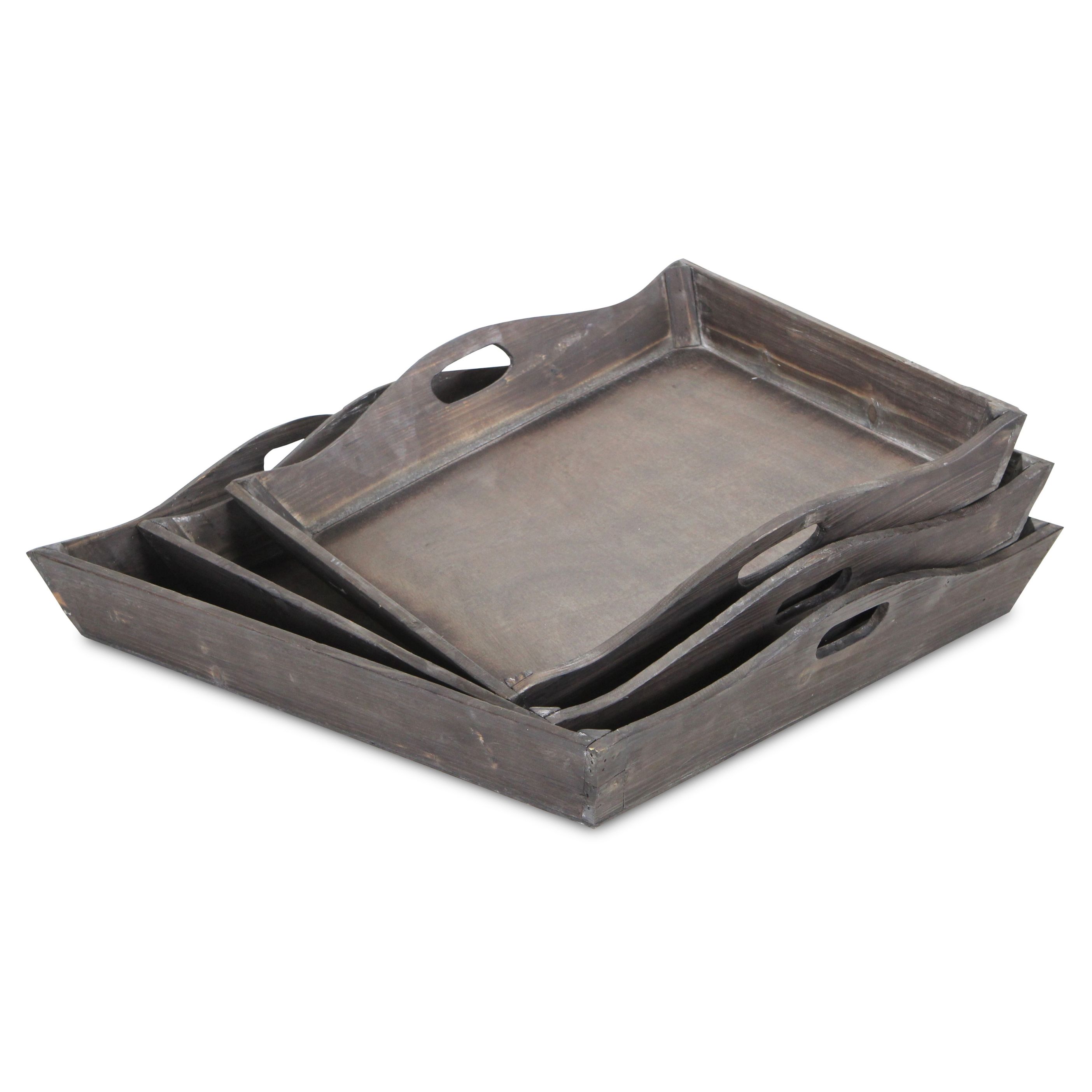 Cheung's Fp-3230-3 Square Wooden Trays (set Of 3)