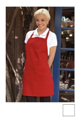 3016-2500 Ajustable Bib Apron 2 Patch Pockets In White