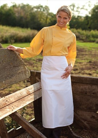3 Section Pocket Bistro Apron In White