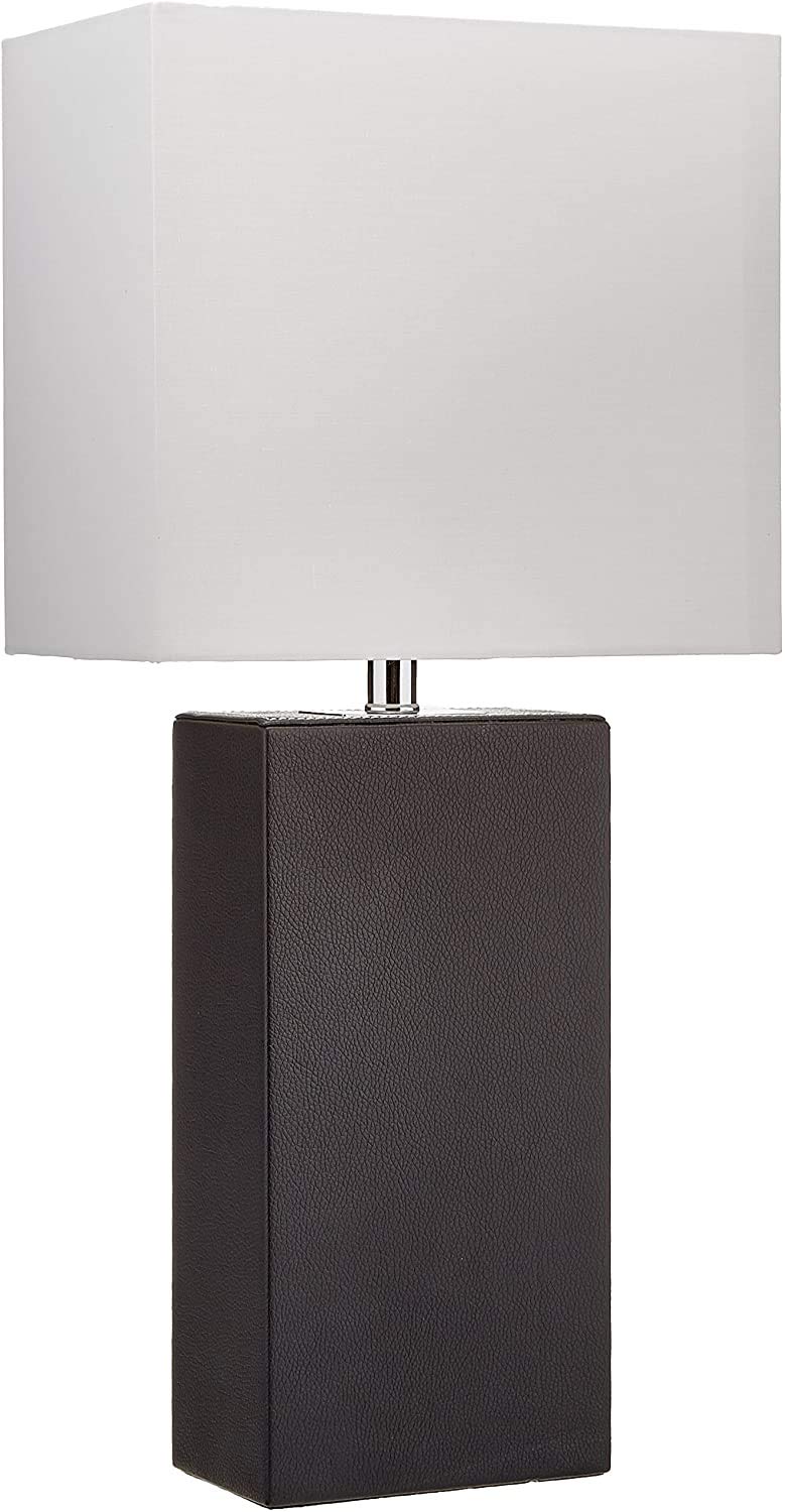 Modern Leather Table Lamp - Black