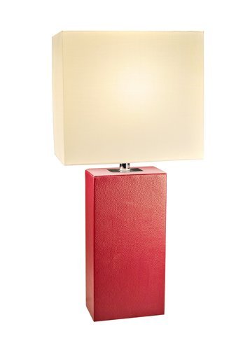 Modern Leather Table Lamp - Red