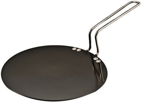 L50 Futura Hard Anodised Concave Tava Griddle 10 In. - 6.35mm With Steel Handle