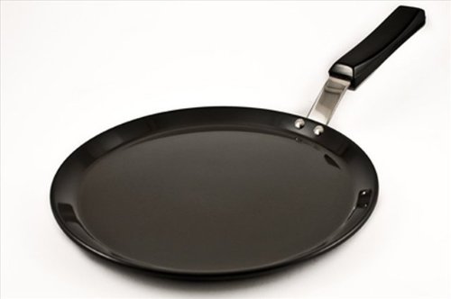 Futura Hard Anodised Flat Tava Griddle 10 In. - 4.88mm With Plastic Handle In Black