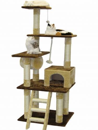 F215 67 In. Brown And Beige Cat Condo House Furniture