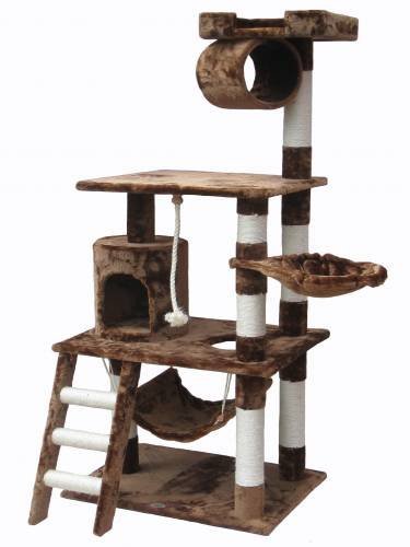 F68 62 In. Brown Cat Tree Condo Furniture