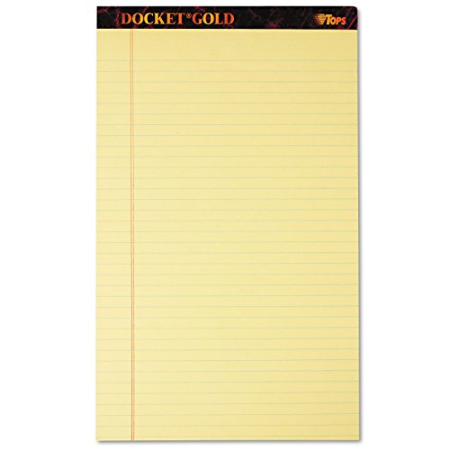 TOPS 63980 Docket Gold Pad legal rule canary perforated 20 lb rigid back 50 SH per PD 12 PD per PK TOPS 63980 Docket Gold Pad legal rule canary perforated 20 lb rigid back 50 SH per PD 12 PD per PK
