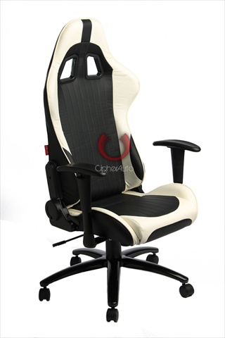 Cpa5001 Series All Black & White Pu Leather Office Racing Seats