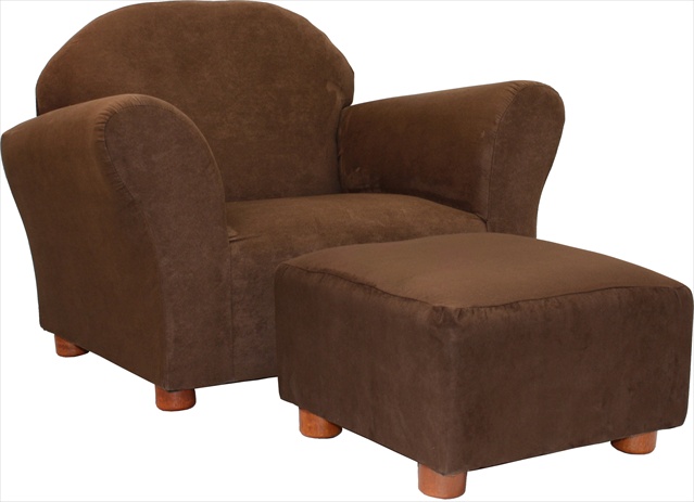 Cr38 Roundy Chair Microsuede Brown With Ottoman